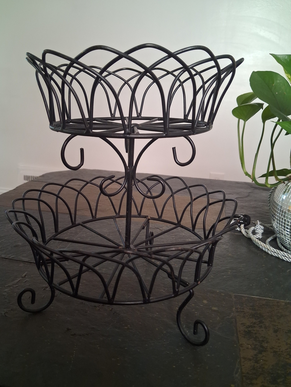 Two-Tier Black Metal Wire Display Stand - Home Other
